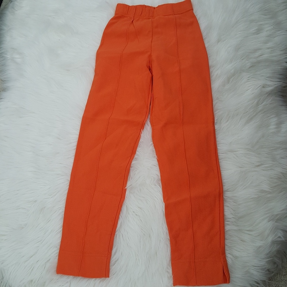 🔥🔥pumpkin color thick leggings,ITALY, almost new